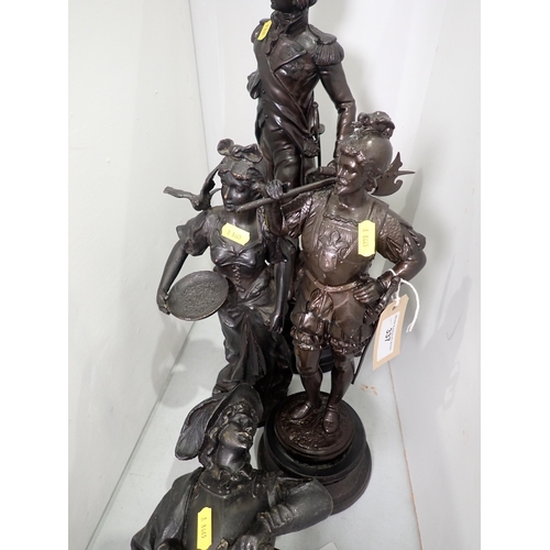 337 - A group of Spelter Figures including Napoleon, Maiden Warrior etc A/F