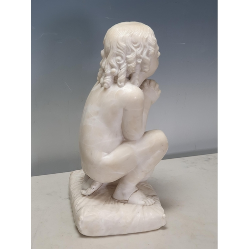 345 - A marble Figure of a kneeling Child with hands clasped, 12in H A/F