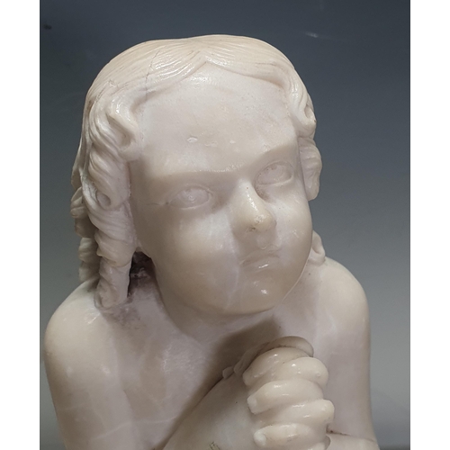 345 - A marble Figure of a kneeling Child with hands clasped, 12in H A/F