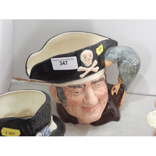 347 - A group of Royal Doulton and other Character Jugs including The Lawyer, Beefeater, Long John Silver,... 