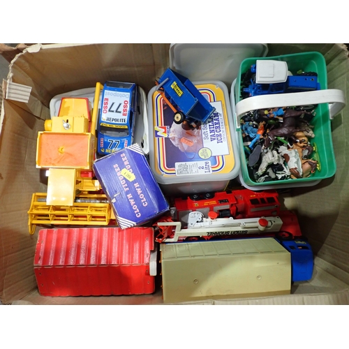 367 - Two boxes containing Models including a GMR Prairie Tank Engine, boxed, Hornby Coaches, Mode Cars, L... 