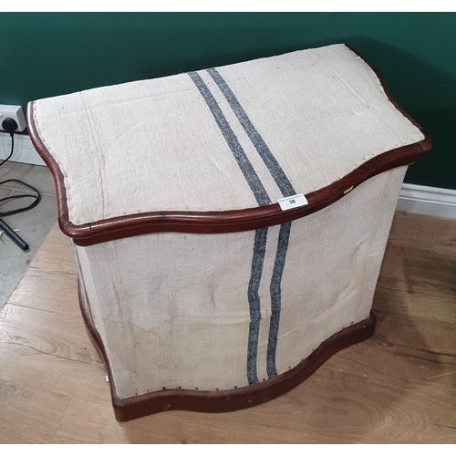 38 - A Victorian Ottoman 3ft 6in W x 1ft 7in H and a fabric covered mahogany framed Linen Chest 2ft 2in W... 