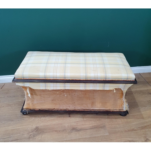 38 - A Victorian Ottoman 3ft 6in W x 1ft 7in H and a fabric covered mahogany framed Linen Chest 2ft 2in W... 