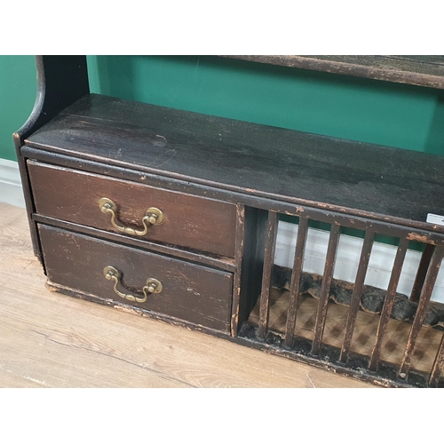 40 - An antique Plate Rack fitted three drawers (one drawer missing) 4ft 3in W x 3ft 10in H (R4)