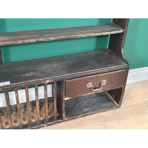 40 - An antique Plate Rack fitted three drawers (one drawer missing) 4ft 3in W x 3ft 10in H (R4)