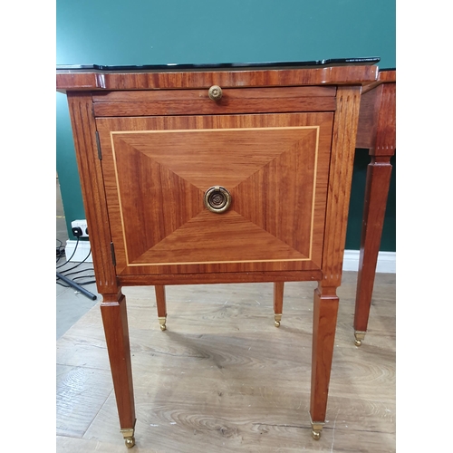 45 - A rosewood Dressing Table fitted two drawers 4ft 4in W x 2ft 6in H and a pair of Bedside Cupboards 2... 