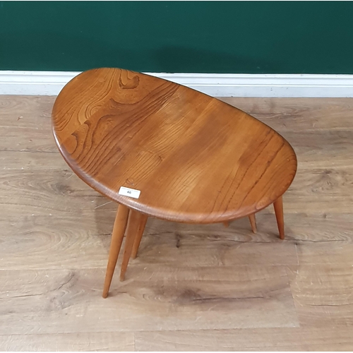 46 - A light elm Ercol Pebble nest of three Occasional Tables 2ft 1in W x 1ft 4in H (R6)