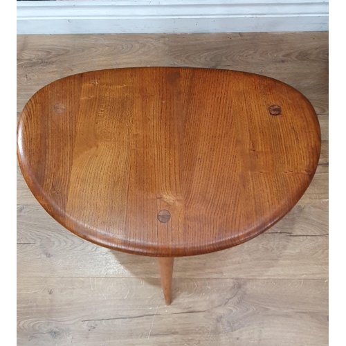 46 - A light elm Ercol Pebble nest of three Occasional Tables 2ft 1in W x 1ft 4in H (R6)