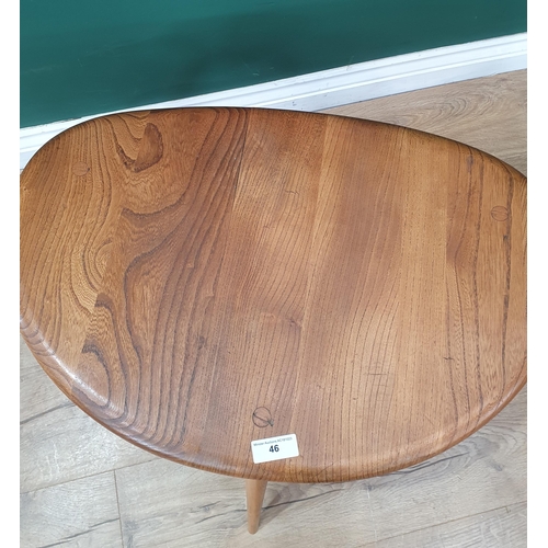 46 - A light elm Ercol Pebble nest of three Occasional Tables 2ft 1in W x 1ft 4in H (R6)