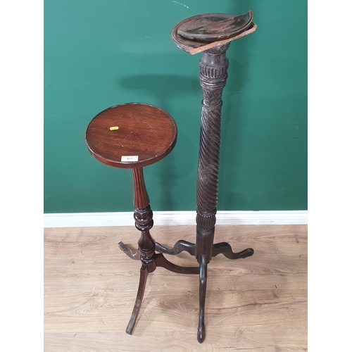 471 - A mahogany Jardinere Stand on twisted column and tripod base A/F 4ft 1in H x 9in D and another repro... 