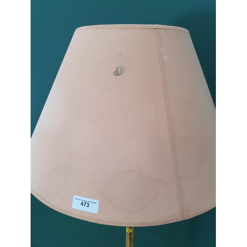 473 - A brass Standard Lamp and shade, passed PAT (R2)