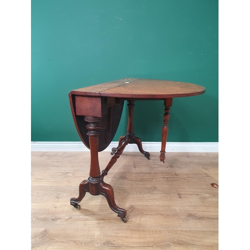 477 - A Victorian burr walnut Sutherland Table (A/F extensive woodworm and missing foot) 2ft 11in W x 2ft ... 