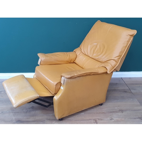 486 - A mustard leather upholstered Armchair 3ft 6in H x 2ft 6in W (R3)