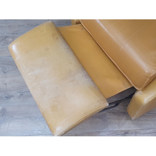 486 - A mustard leather upholstered Armchair 3ft 6in H x 2ft 6in W (R3)