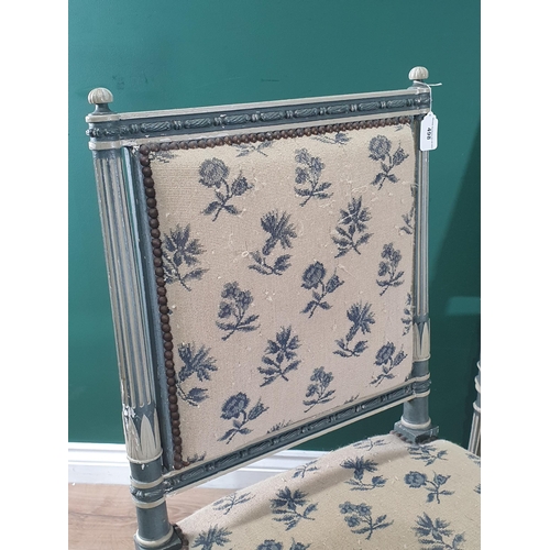 498 - A set of three French grey painted Single Chairs with needlework floral upholstery (R4)