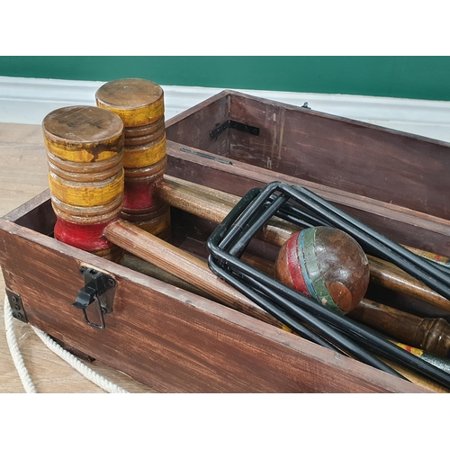 502 - A Croquet Set in stained wooden case (R3)