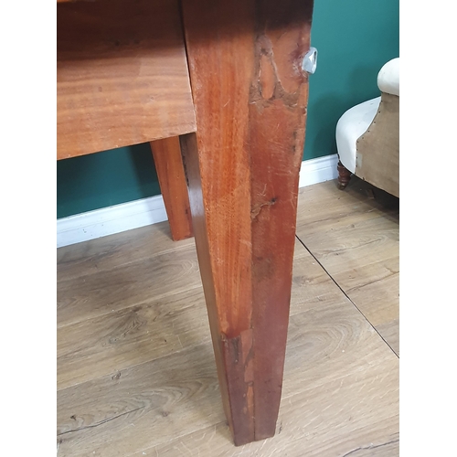 511 - A 20th Century hardwood Dining Table on square supports 6ft L x 2ft 6in H (R7)