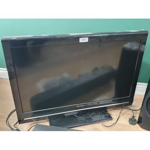 524 - A Sharp TV, Sony Playstation TV Box, XBOX 360, Sony Sound Bar and Speaker, passed PAT (R4)