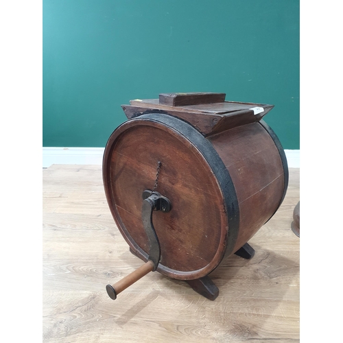 542 - A Lister Dairy Churn, a metal lidded Bin, a copper Scuttle and Measure (R3)