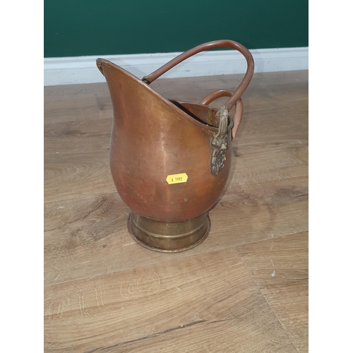 542 - A Lister Dairy Churn, a metal lidded Bin, a copper Scuttle and Measure (R3)