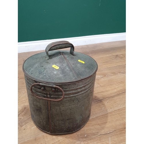 542 - A Lister Dairy Churn, a metal lidded Bin, a copper Scuttle and Measure (R3)