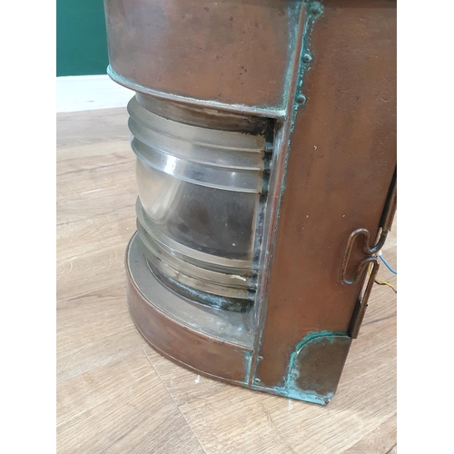 543 - An antique copper Ship's Lantern marked 'Trawling' 1ft 11in H x 1ft W (R4)