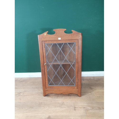 597 - A walnut veneered Bureau on cabriole supports 3ft 3in H x 2ft 6in W and a glazed oak Corner Cupboard... 