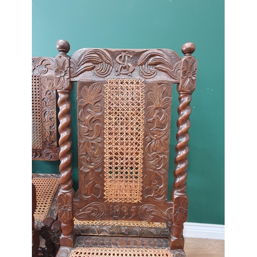 6 - A set of six carved oak and cane Dining Chairs (R2)