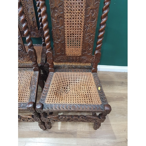 6 - A set of six carved oak and cane Dining Chairs (R2)