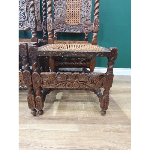 6 - A set of six carved oak and cane Dining Chairs (R2)