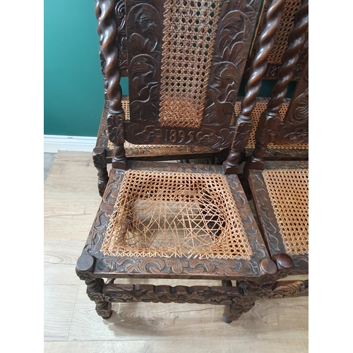 6 - A set of six carved oak and cane Dining Chairs (R2)