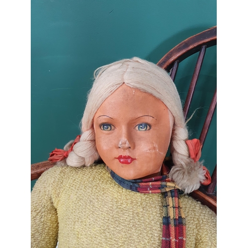 607 - A large fabric girl Doll 3ft H (R6)