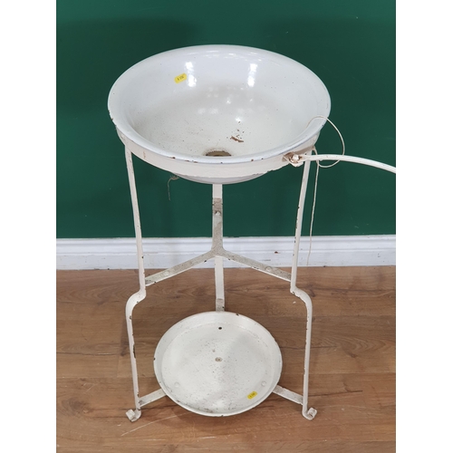 609 - An enamel Wash Stand with bowl 2ft 8in H x 1ft 3in D (R6)