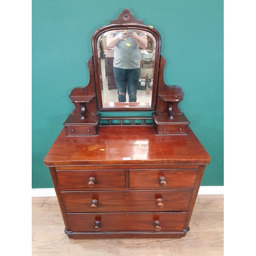 620 - A Dressing Chest with swing mirror above two short, two long drawers on plinth base, A/F, 5ft 4