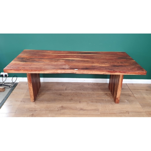 622 - A modern hardwood Dining Table 6ft 11in L x 2ft 6in H (R7)