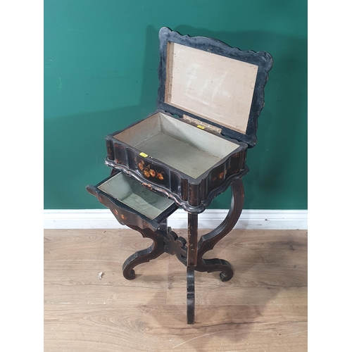 631 - A 19th Century lacquered and mother of pearl inlaid Sewing Box 2ft 2in H x 1ft 3in W (R7)