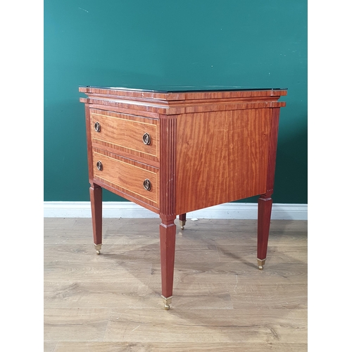 636 - A rosewood Side Table with two fitted drawers, raised on fluted tapered supports, 2ft 8