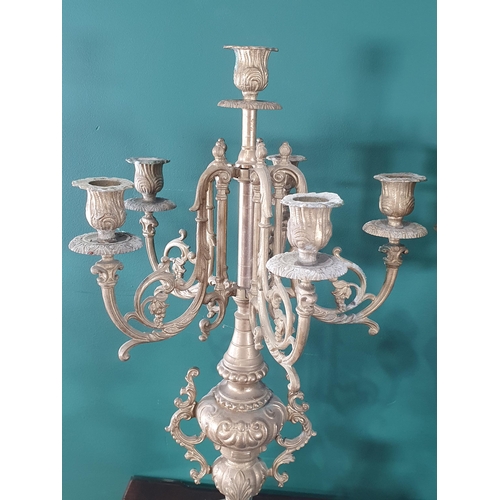 638 - A pair of gilt metal Candelabra with five sconces and central sconce 23 1/2in H (R7)