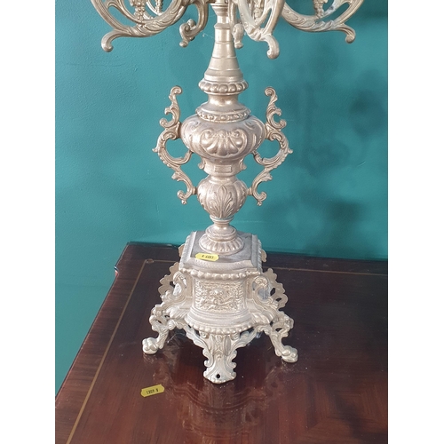 638 - A pair of gilt metal Candelabra with five sconces and central sconce 23 1/2in H (R7)