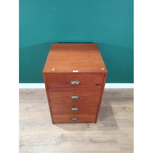 658 - A mahogany Military style Chest of four long Drawers, 2ft 9