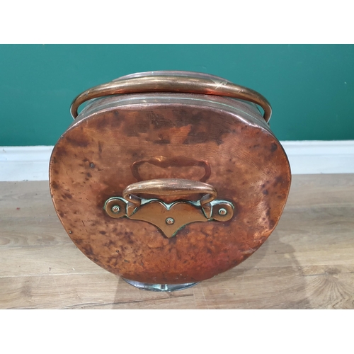 674 - A copper Coal Scuttle and a mahogany Bidet on turned supports (R8)