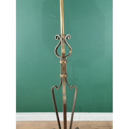 681 - A brass telescopic Standard Lamp and shade 6ft 4in H, (failed PAT, no earth) (R10)