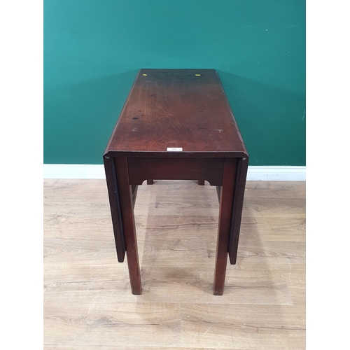 697 - A 19th Century mahogany drop leaf Table with squared supports, 4ft 4in open (R8)