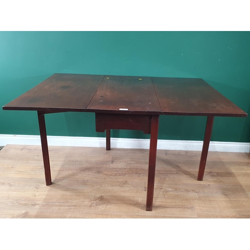 697 - A 19th Century mahogany drop leaf Table with squared supports, 4ft 4in open (R8)