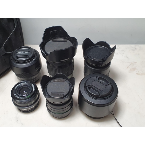 717 - Six Pentax and other Camera Lenses in Rucksack (R10)