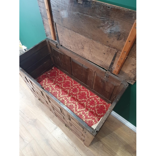 9 - An 18th Century oak Mule Chest with panelled front fitted two drawers 4ft W x 2ft 9in H (R7)