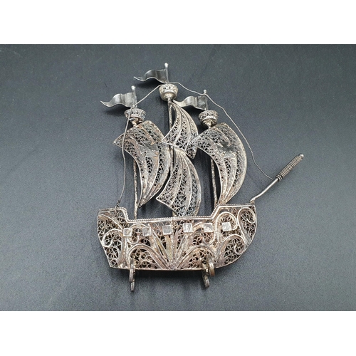 93 - A filigree model of a sailing vessel