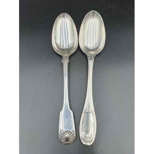 96 - A George IV silver Table Spoon, fiddle and shell pattern, London 1829, and another, London 1859, mak... 