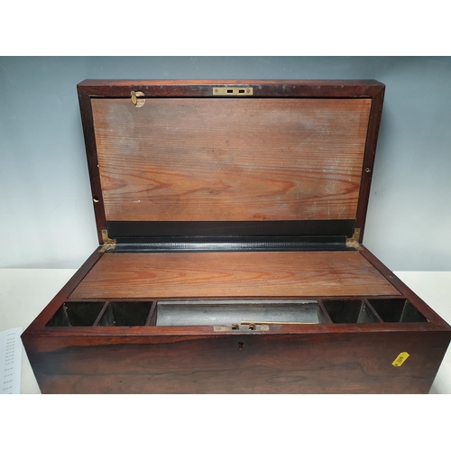 328 - A 19th Century rosewood Writing Slope with brass inset handles A/F 1ft 8in W x 8in H (R7)