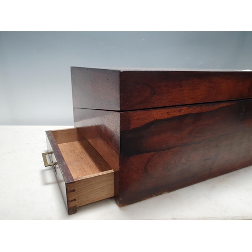 328 - A 19th Century rosewood Writing Slope with brass inset handles A/F 1ft 8in W x 8in H (R7)